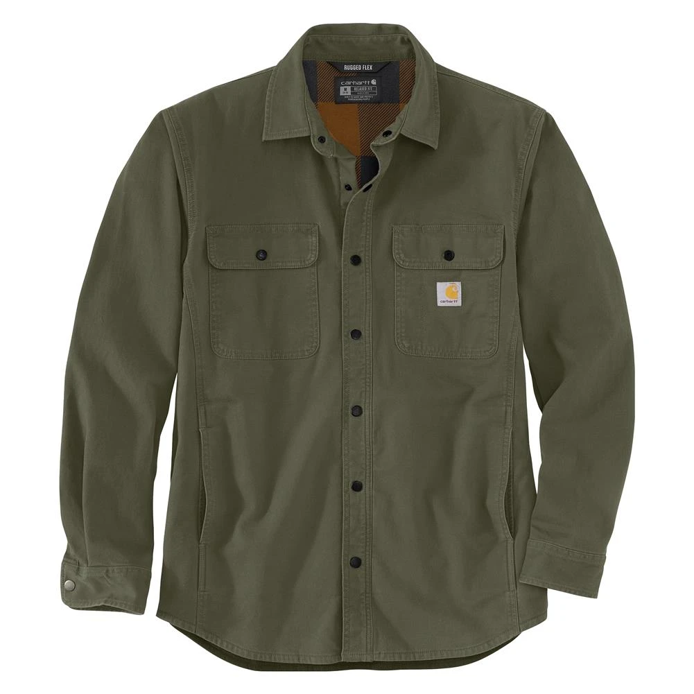 Men's Carhartt Rugged Flex Relaxed Fit Canvas Fleece-Lined Shirt Jac 1 Men's Carhartt Rugged Flex Relaxed Fit Canvas Fleece-Lined Shirt Jac