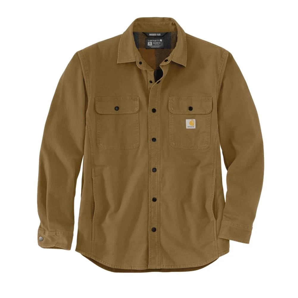 Men's Carhartt Rugged Flex Relaxed Fit Canvas Fleece-Lined Shirt Jac 4 Men's Carhartt Rugged Flex Relaxed Fit Canvas Fleece-Lined Shirt Jac - Image 4