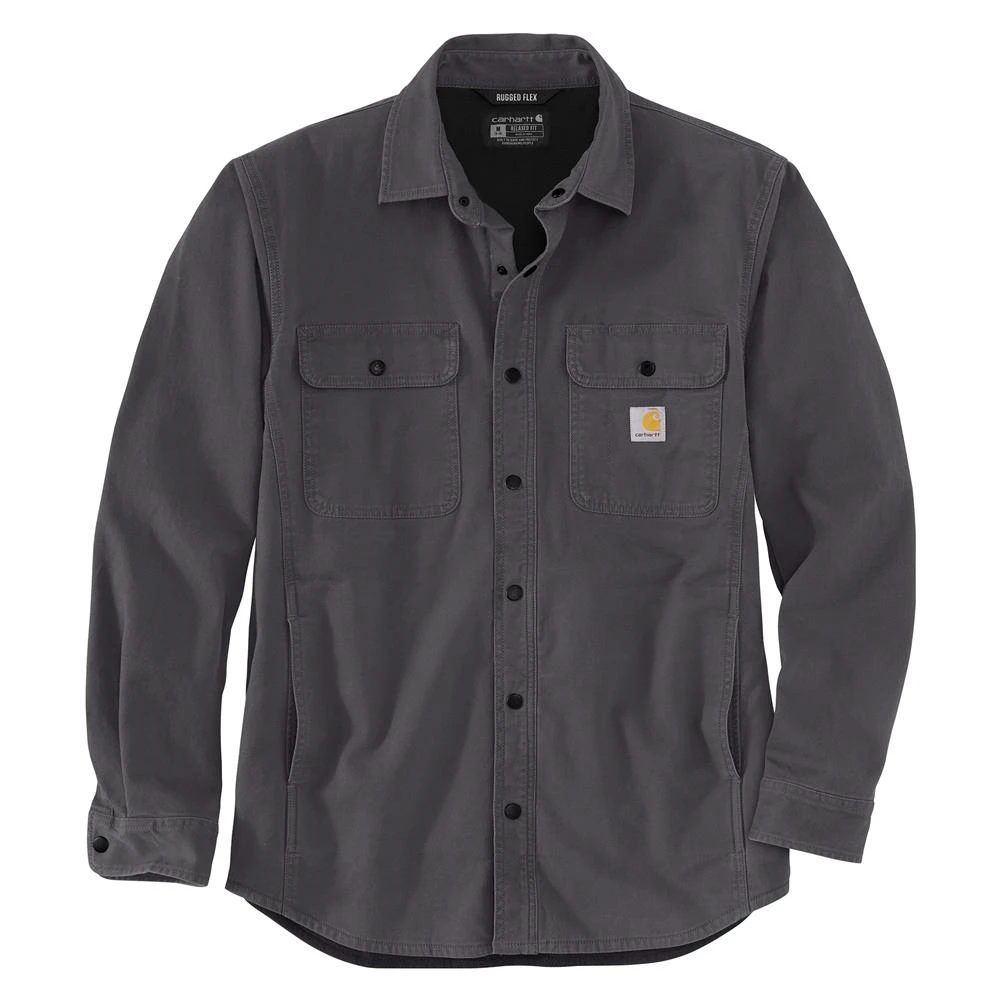 Men's Carhartt Rugged Flex Relaxed Fit Canvas Fleece-Lined Shirt Jac 3 Men's Carhartt Rugged Flex Relaxed Fit Canvas Fleece-Lined Shirt Jac - Image 3