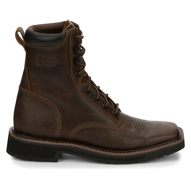 Men's Justin Original Work Boots 8" Pulley Square Toe 2 Men's Justin Original Work Boots 8" Pulley Square Toe - Image 2