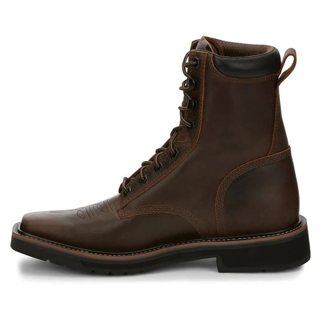 Men's Justin Original Work Boots 8" Pulley Square Toe 3 Men's Justin Original Work Boots 8" Pulley Square Toe - Image 3
