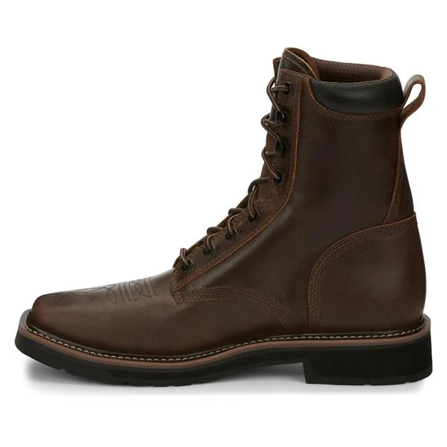 Men's Justin Original Work Boots 8" Pulley Square Toe Steel Toe 3 Men's Justin Original Work Boots 8" Pulley Square Toe Steel Toe - Image 3