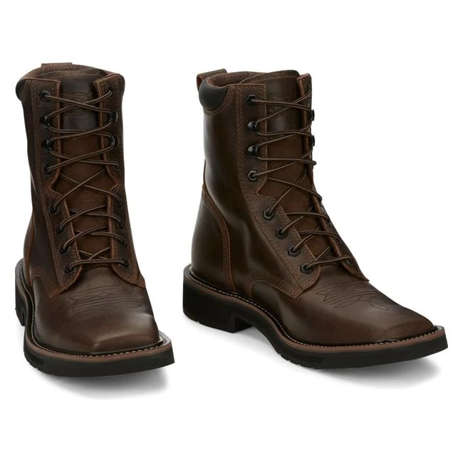 Men's Justin Original Work Boots 8" Pulley Square Toe 7 Men's Justin Original Work Boots 8" Pulley Square Toe - Image 7